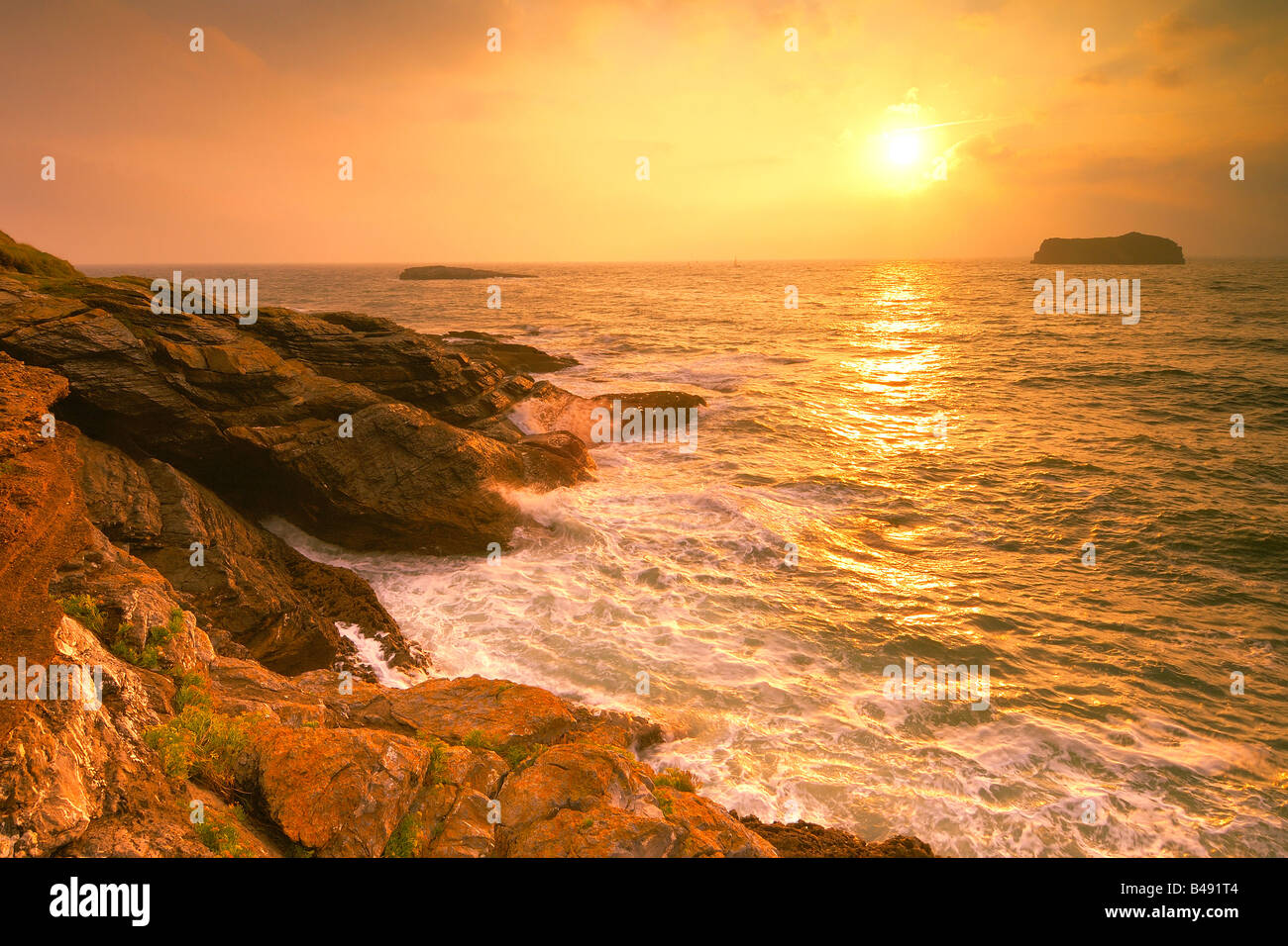 A lovely golden sunrise from Hopes Nose in Torquay Stock Photo Alamy