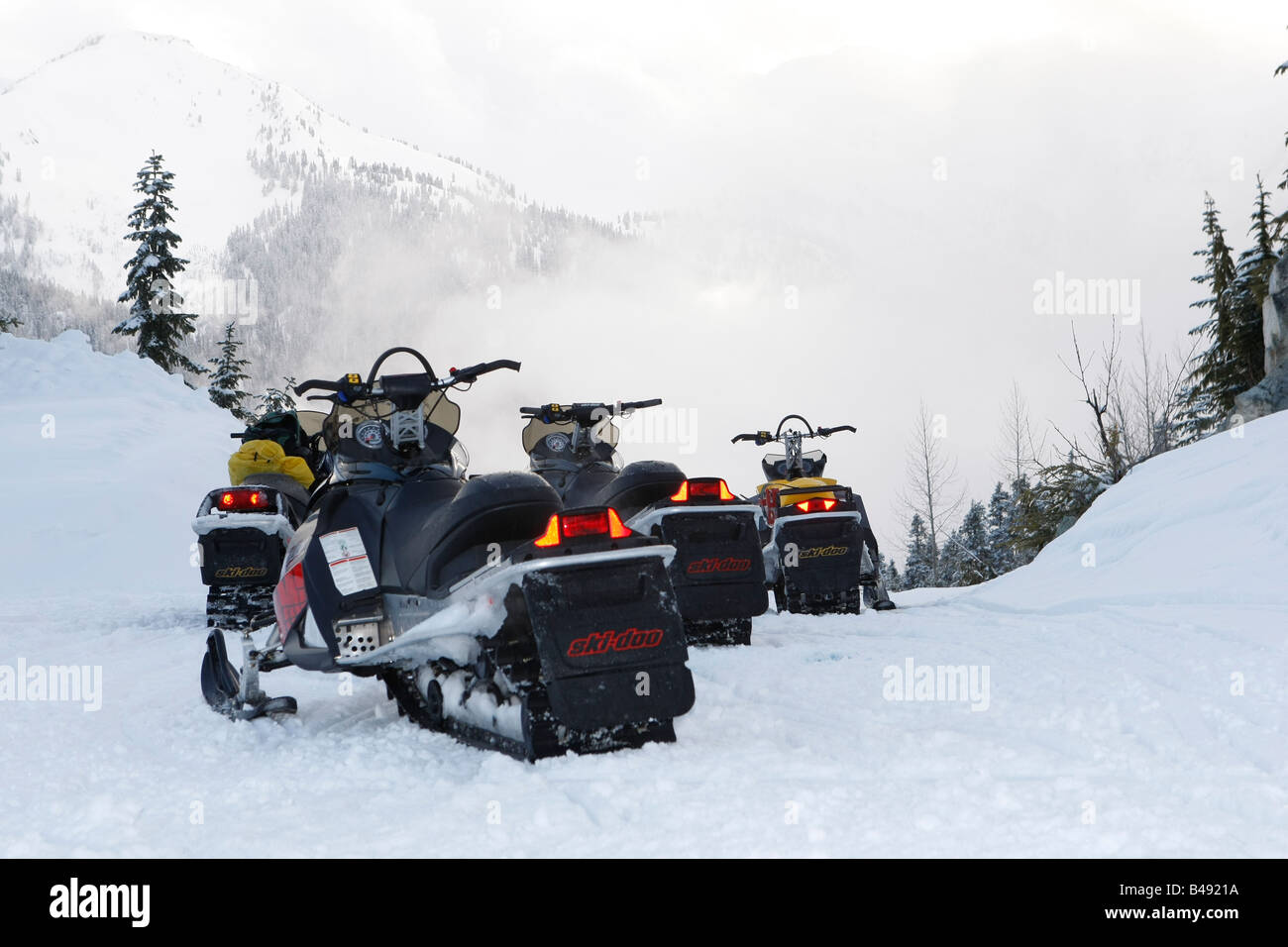 snowmobile adventure tour in Whistler British Columbia Stock Photo
