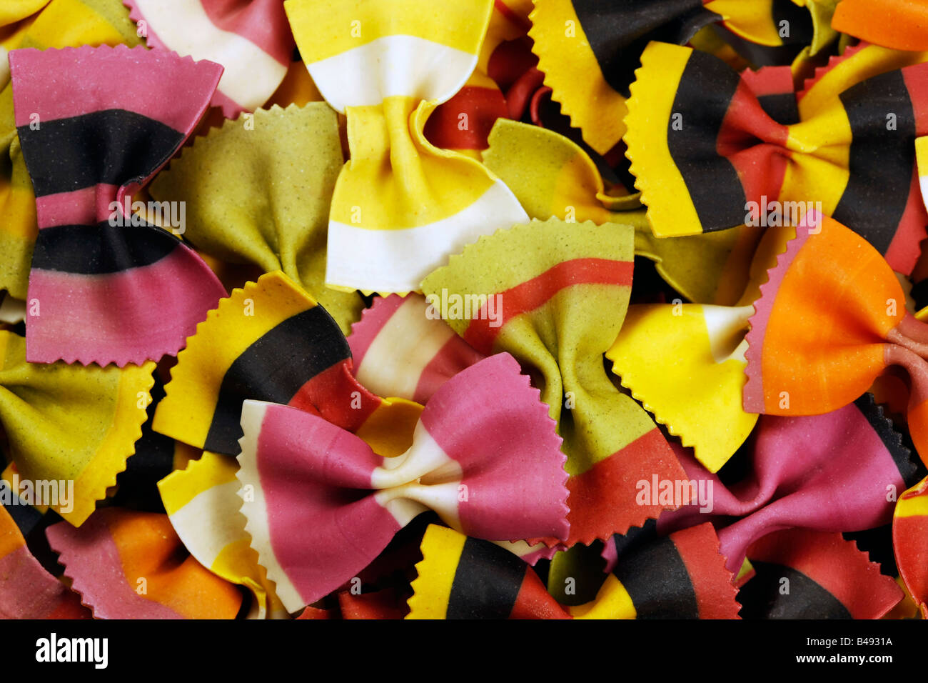 Beautiful handmade colorful farfalle pasta in bow tie butterfly shape