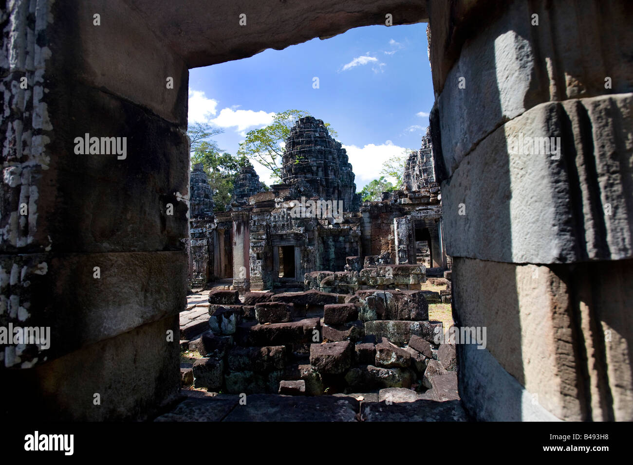 A temple in the ancient city of Angkor Wat, in Northwestern Cambodia Stock Photo