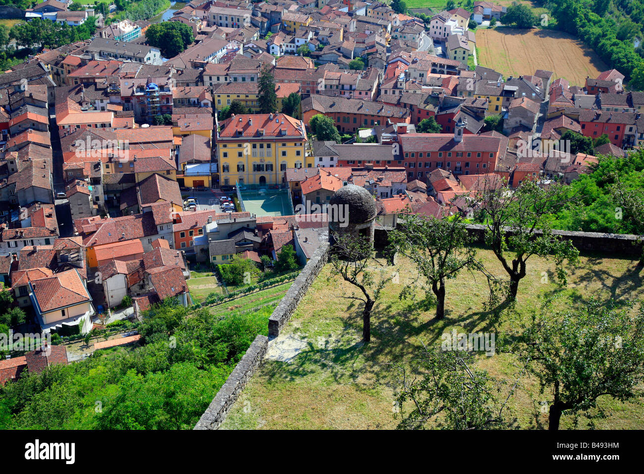 Aerial view of gavi piemonte italy, seen from military fort Stock Photo