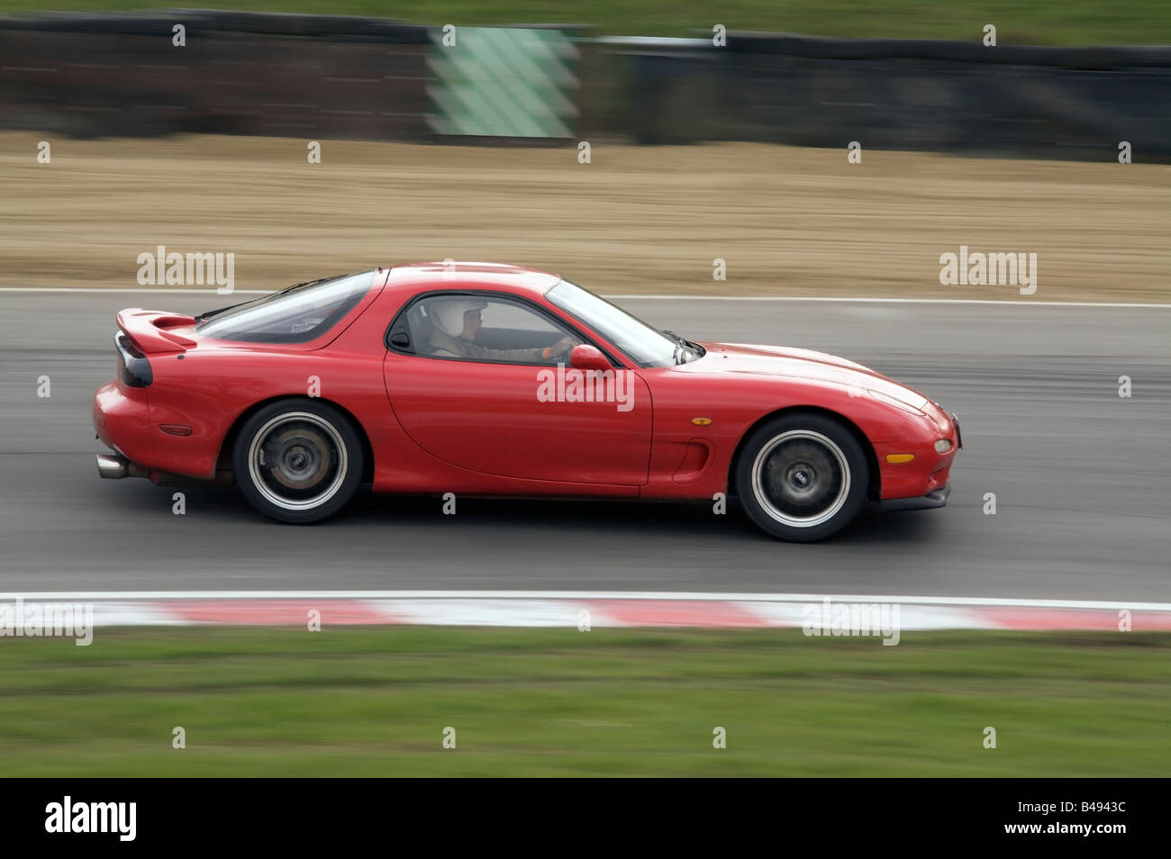 Mazda sports car racing a track day at Brands Hatch in Kent England Stock Photo