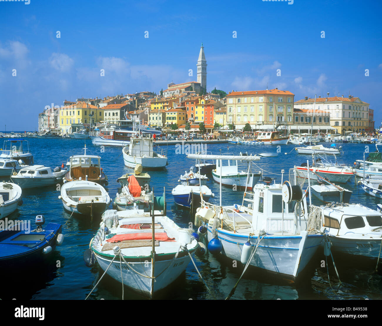 old town and harbour of Rovinj in Istria, Republic of Croatia, Eastern Europe Stock Photo