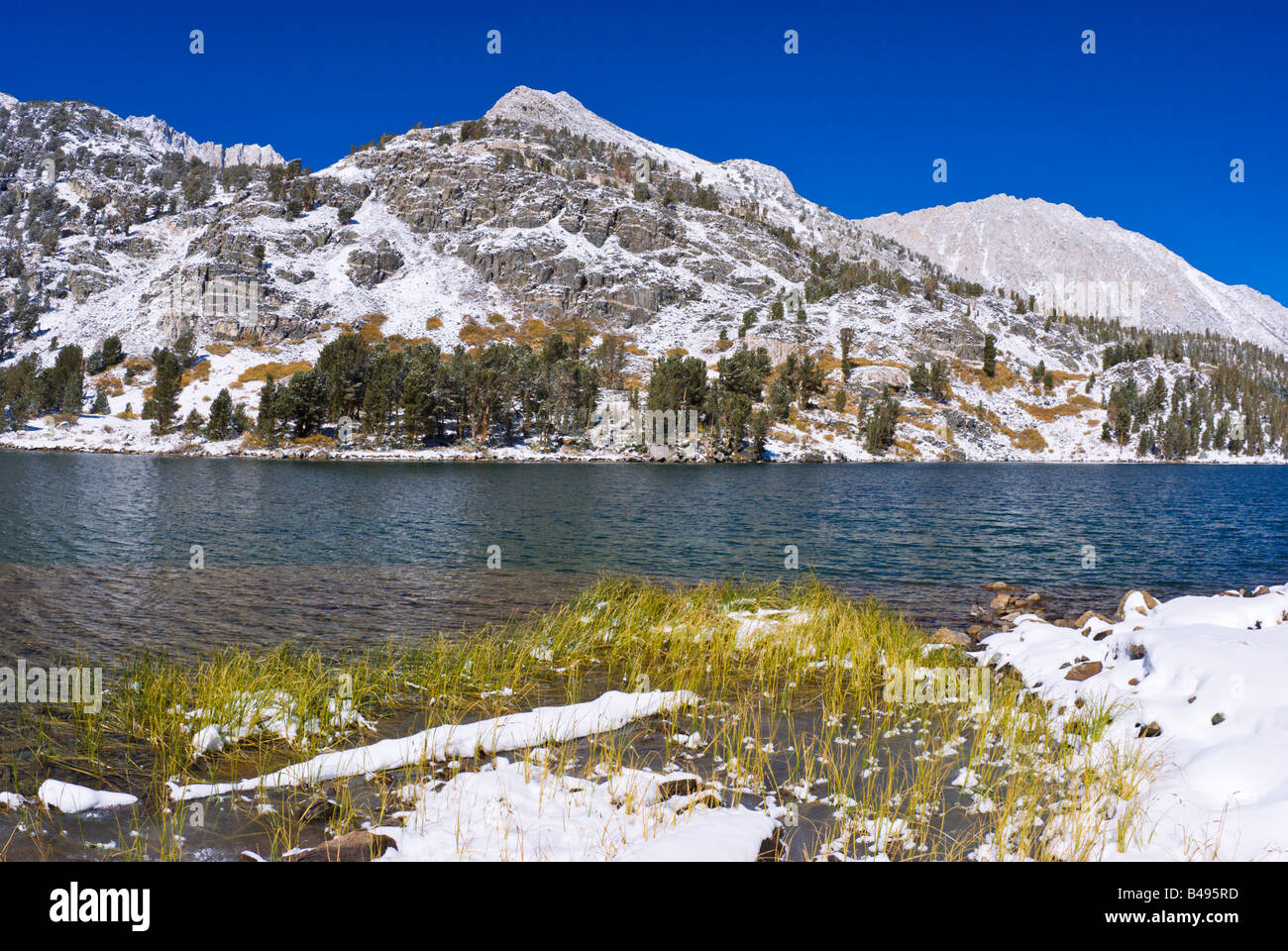 Mount Starr from Long Lake after an early storm John Muir Wilderness Sierra Nevada Mountains California Stock Photo