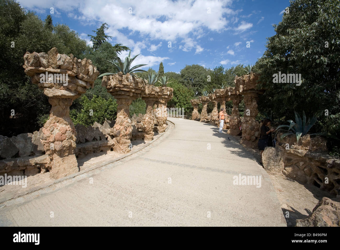 Parque Guell Barcelona Spain Stock Photo