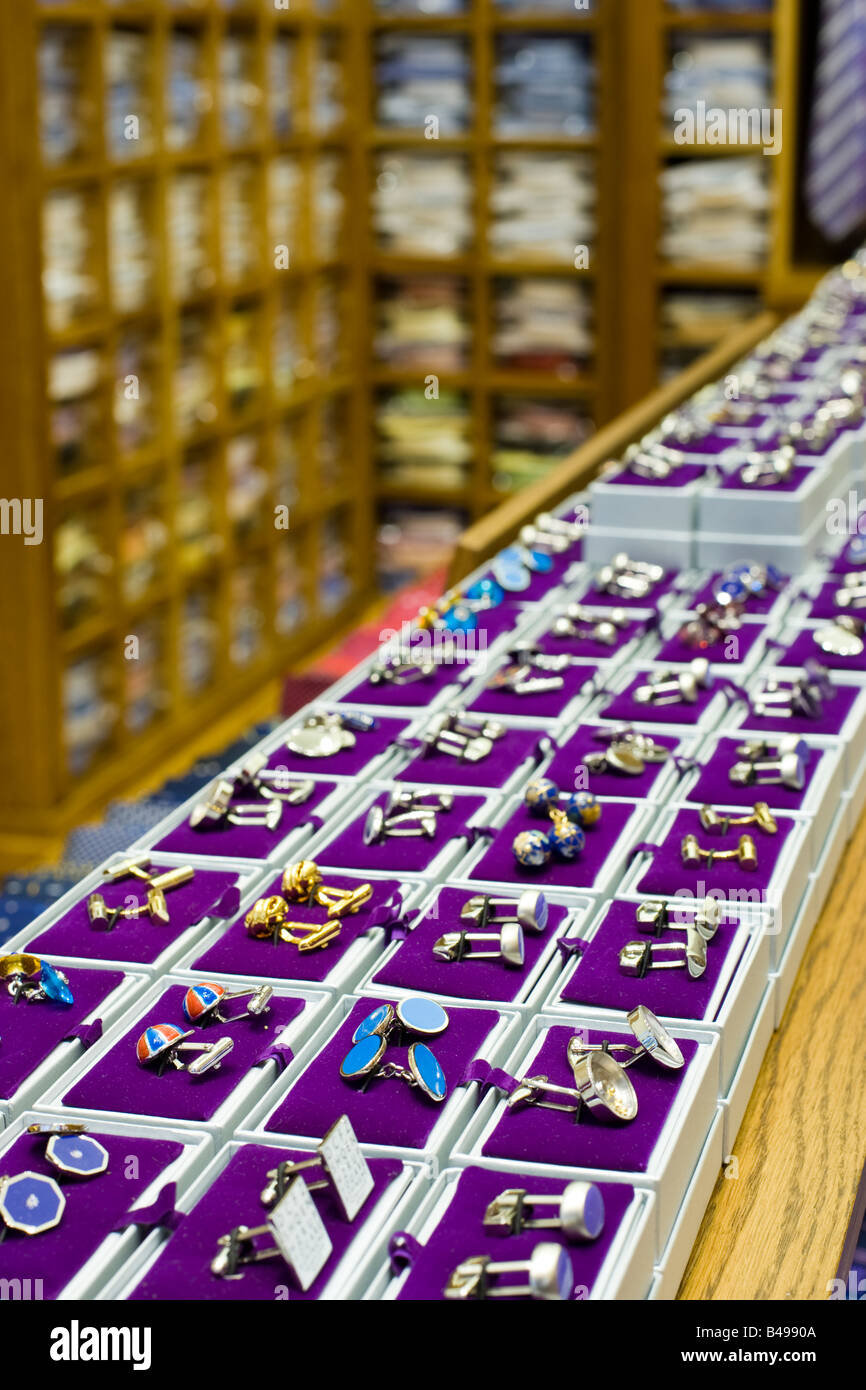 Cufflinks on display in a retail store Stock Photo