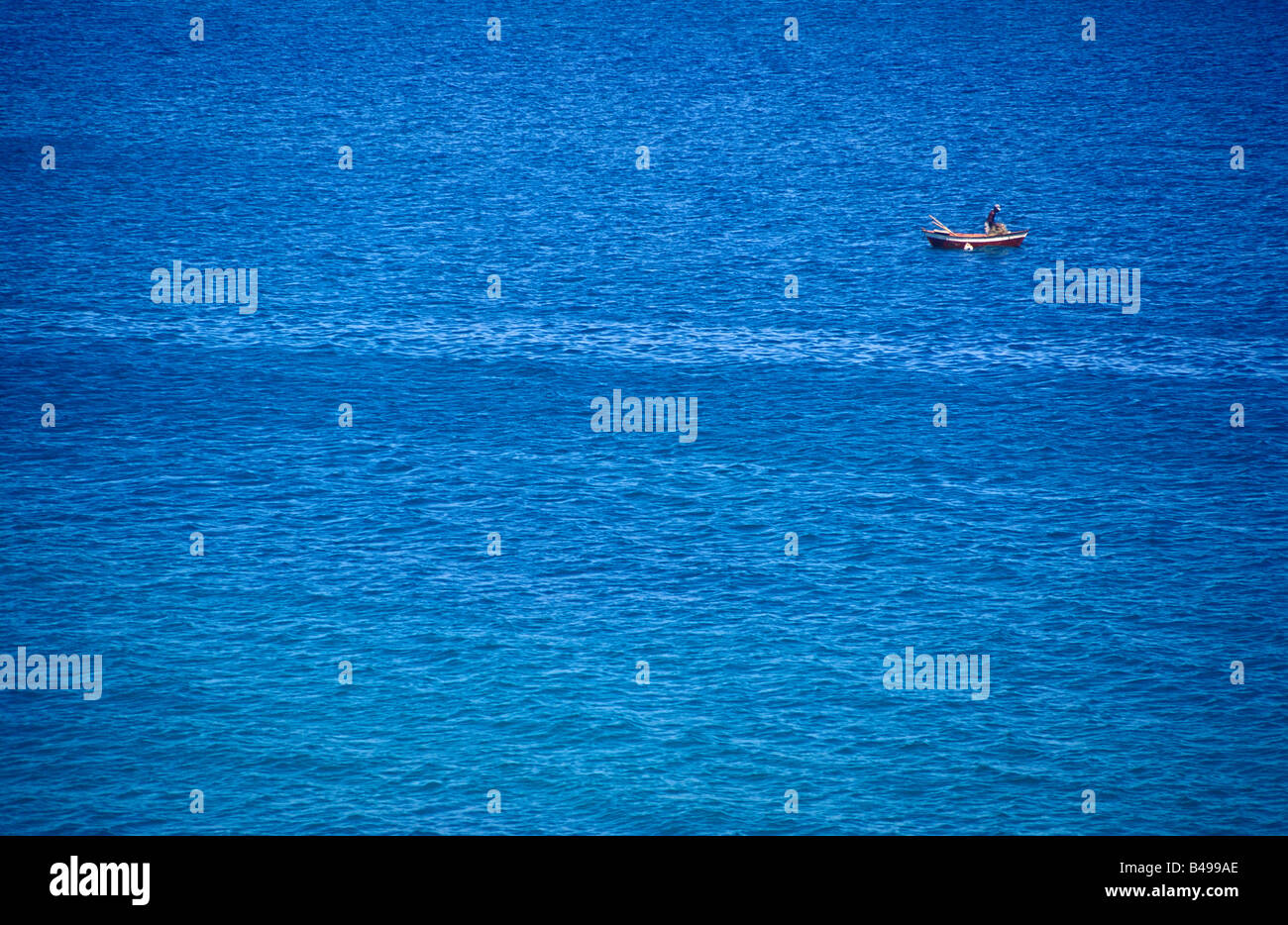 aereal view of brazilian ocean, one boat, buzios Stock Photo
