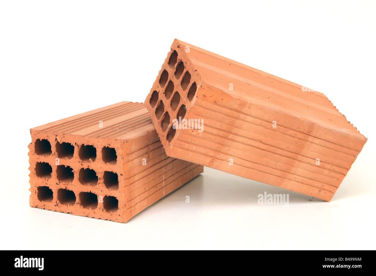 construction elements two red bricks isolated on white background Stock ...
