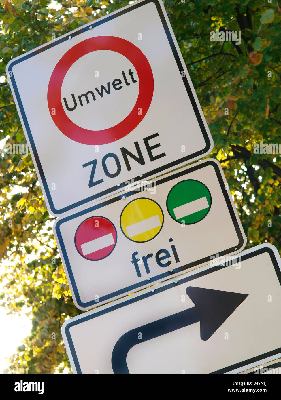 umwelt zone environmental area signs signage at the edge of the Cologne city center Germany Stock Photo