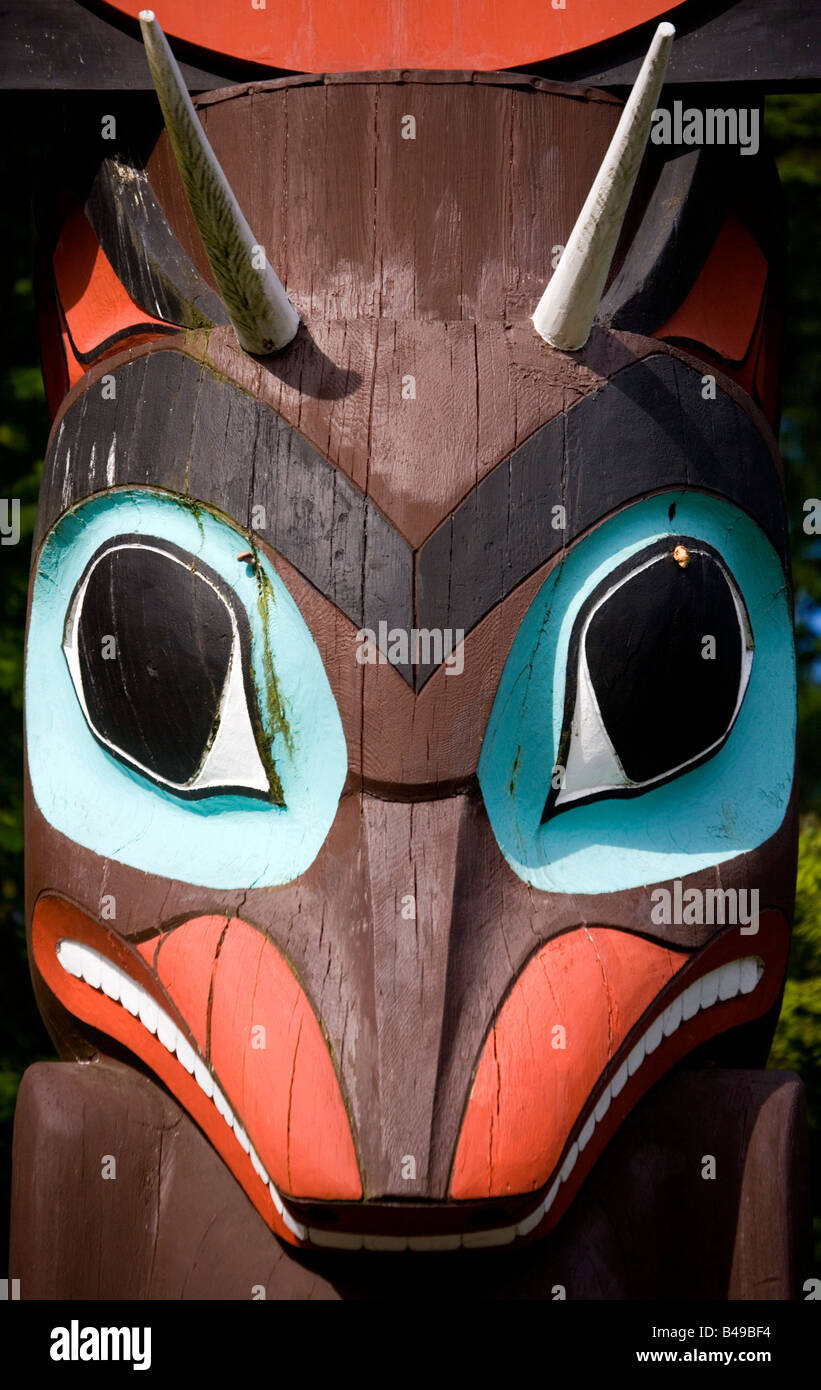 Totem Poles at Stanley Park Vancouver, British Columbia, Canada Stock Photo