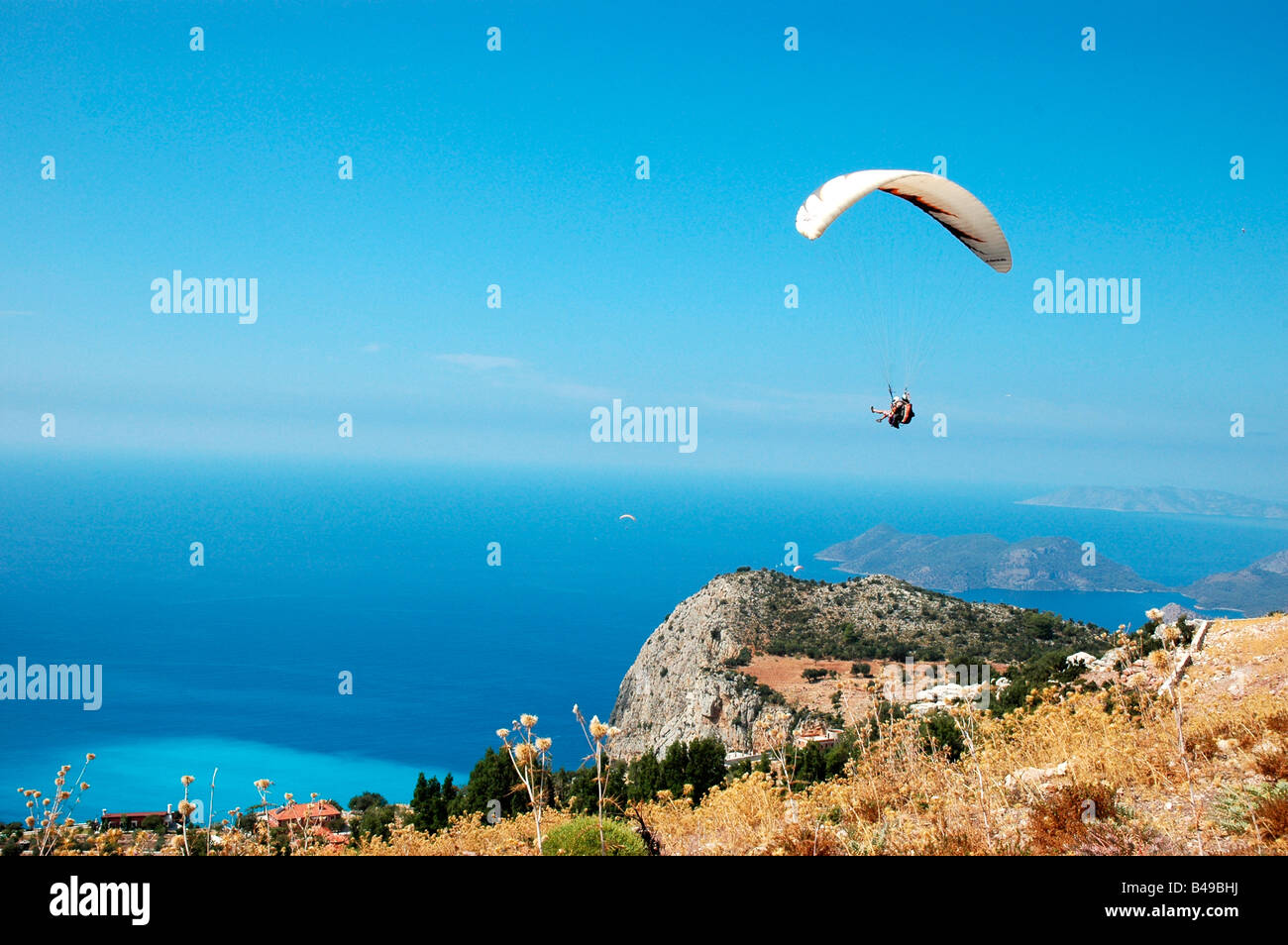 Paragliding in Oludeniz Fethiye Turkey Stock Photo