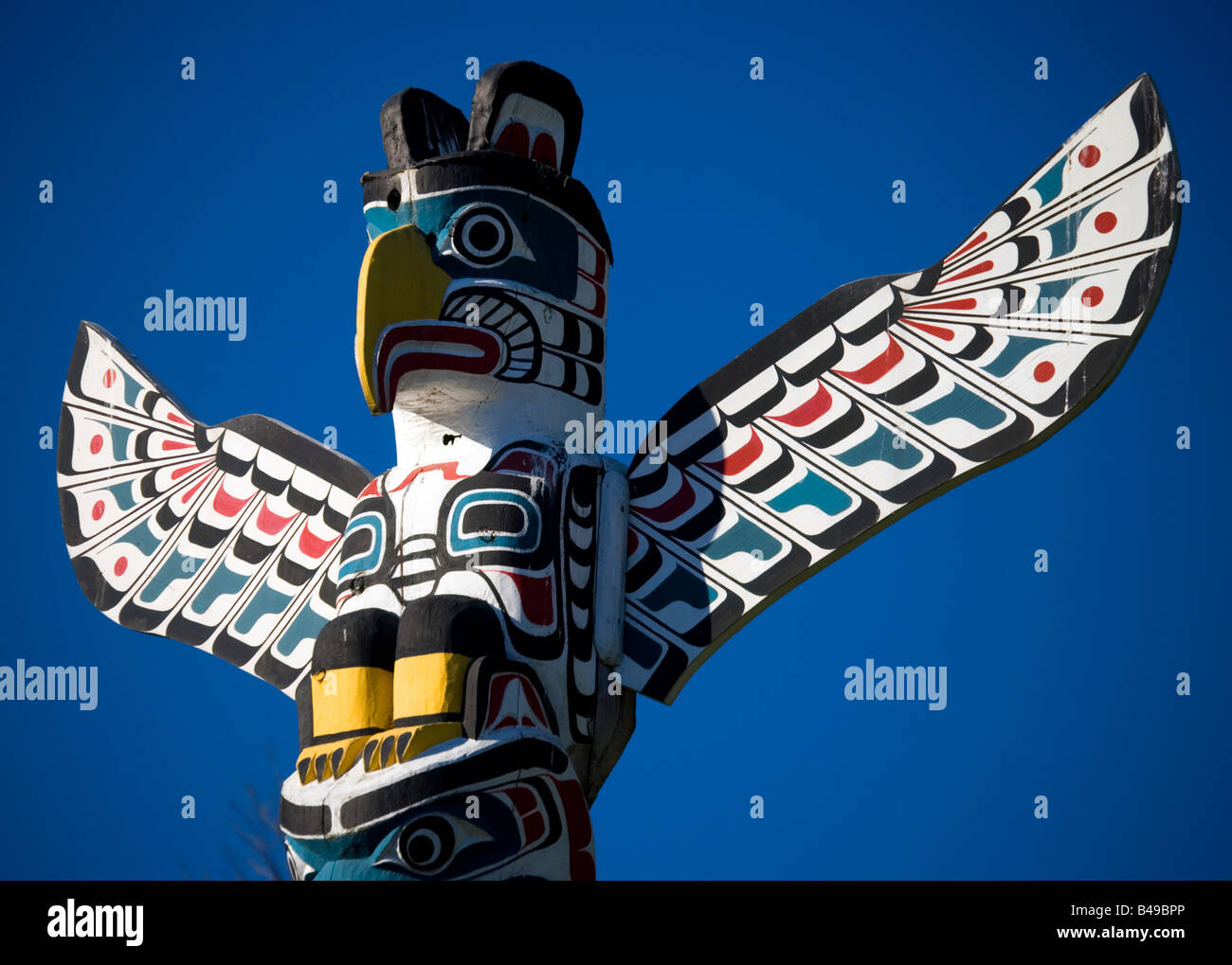 Totem poles at Stanley Park Vancouver, British Columbia, Canada Stock ...