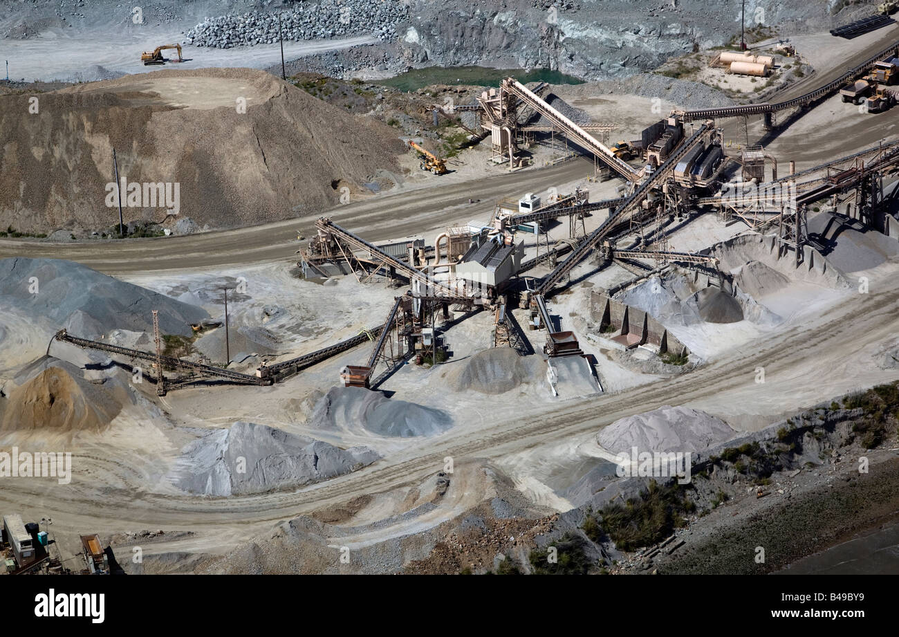 aerial view above San Rafael Rock Quarry conveyor belts Point San Pedro