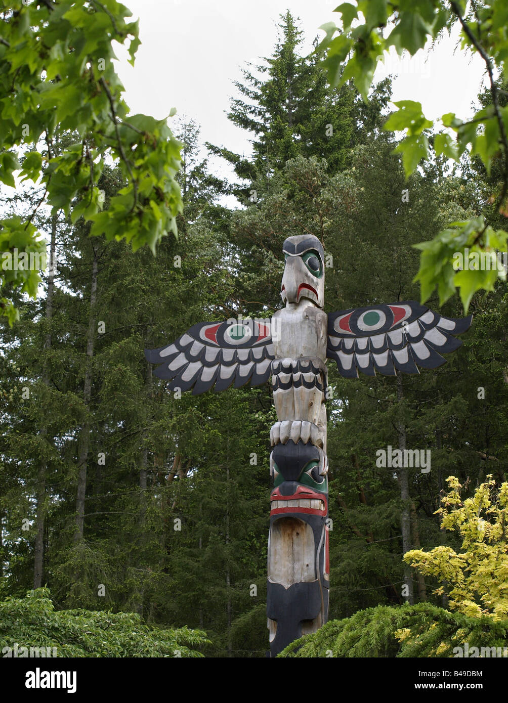 Native Canadian totem pole Stock Photo
