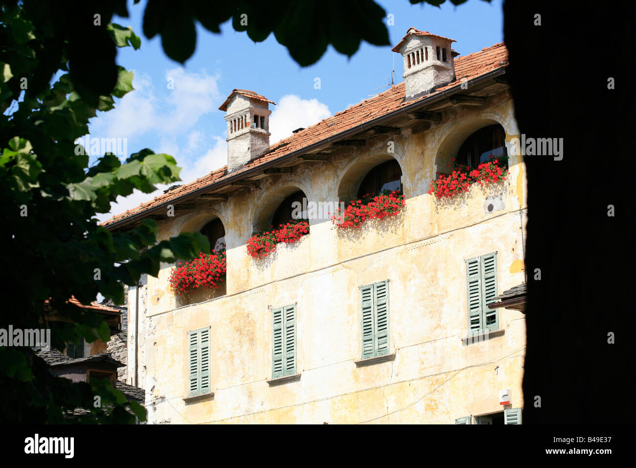 Old building in San Giulio Lago d'Orta, Lake Orta, Piemonte, Italy Stock Photo