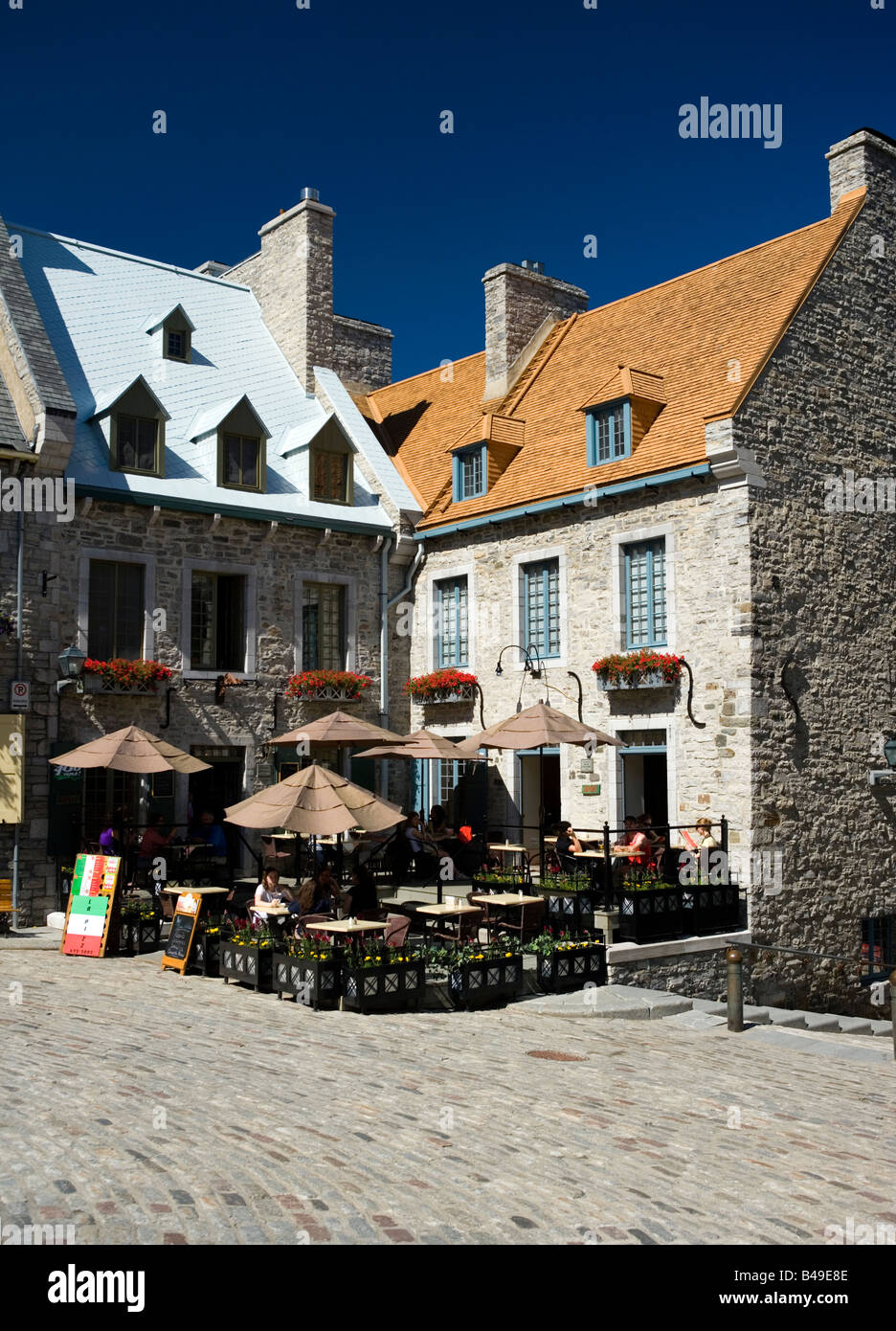 Old stone buildings in Place-Royale in Old Quebec City, Quebec, Canada. Stock Photo