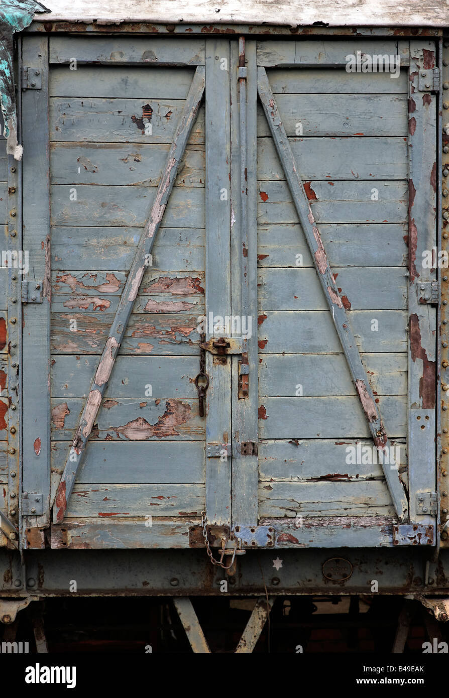 A wethered rail wagon abandoned in a depot Stock Photo