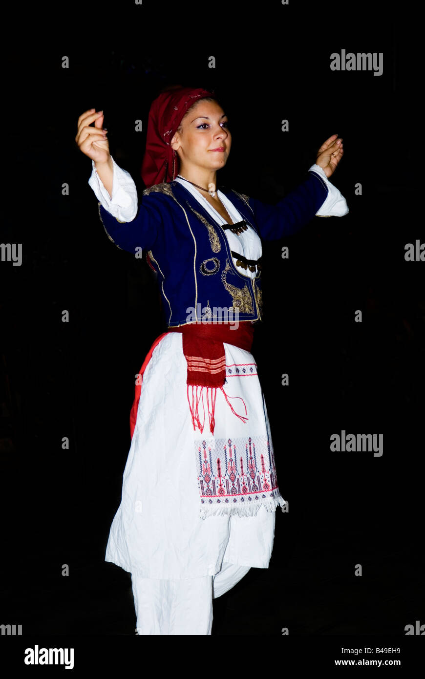 Traditional Woman Cretan Dancer Stock Photo