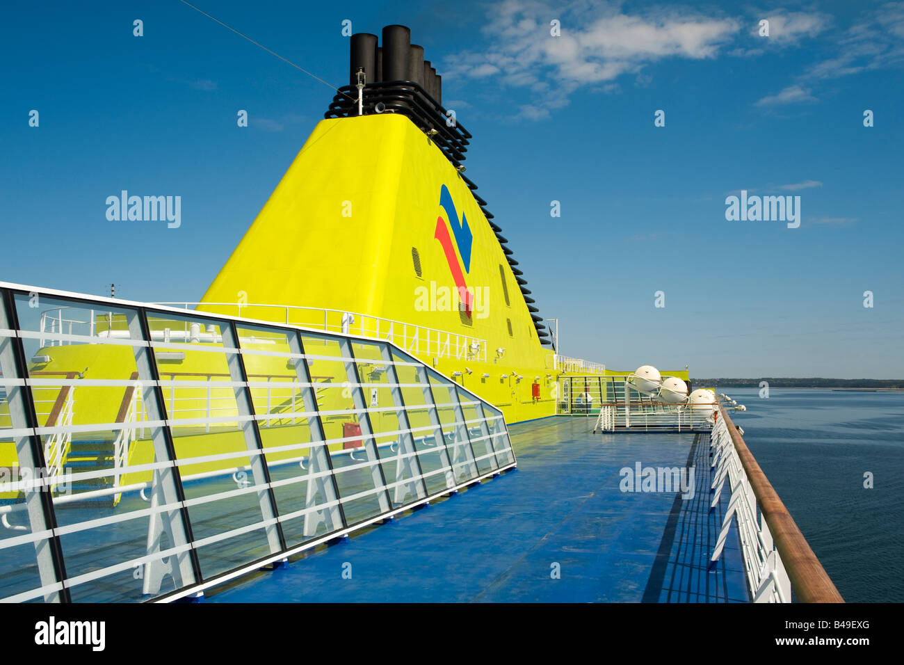 Detail including funnel on the fast ropax ferry MS Pascal Lota formerly MS Superstar sailing between Helsinki Finland and Tallinn Estonia Stock Photo Alamy