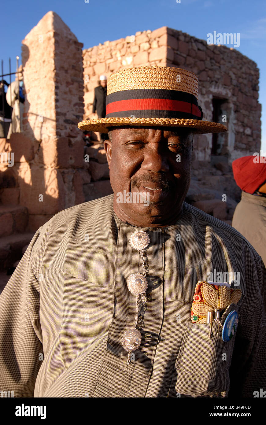 Nigerian Pilgrim on Mount Sinai Stock Photo