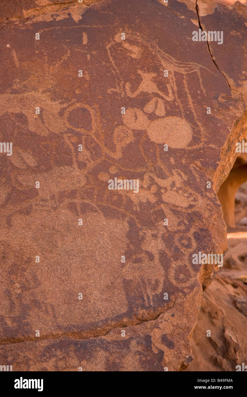Rock paintings at Twyfelfontein Namibia Stock Photo