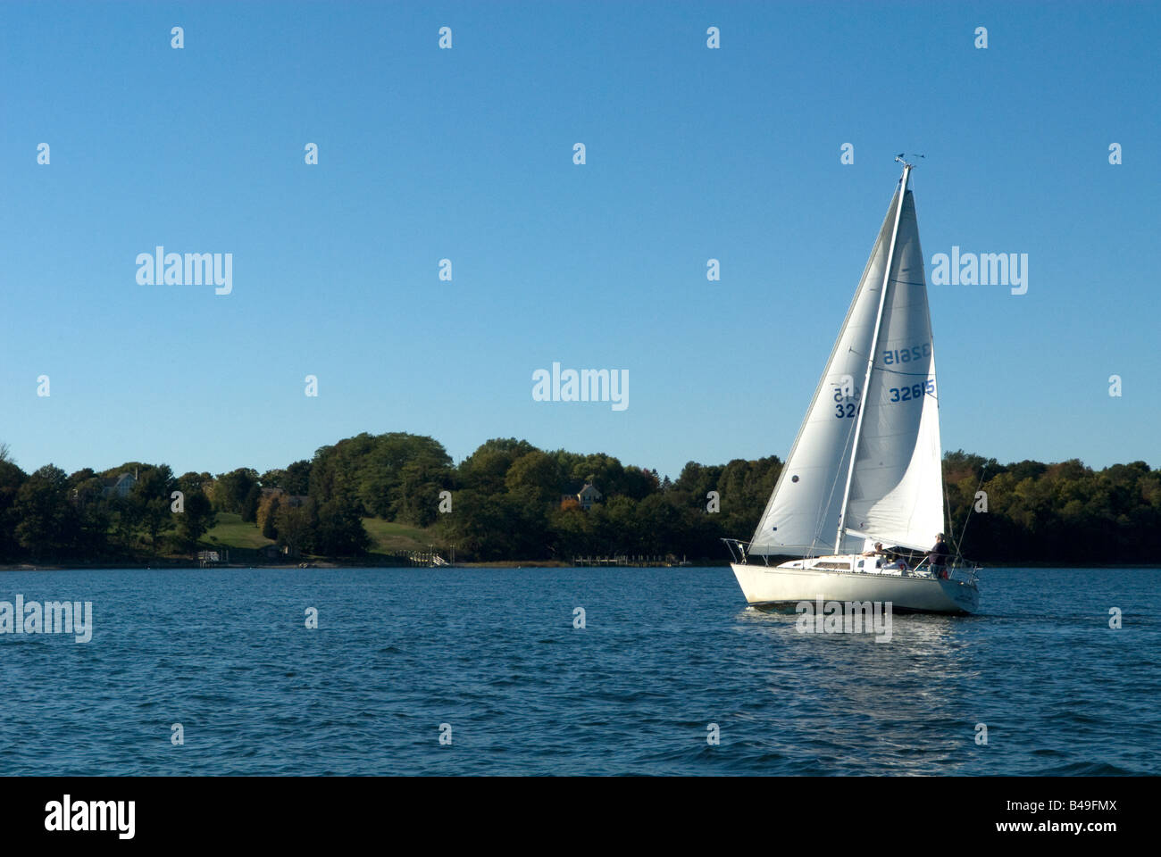 sailing on Narragansett Bay Stock Photo