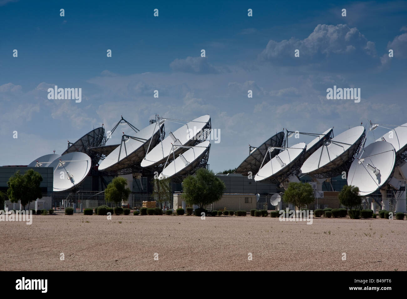 a group of large satellite dishes in Gilbert, Arizona used to Broadcast