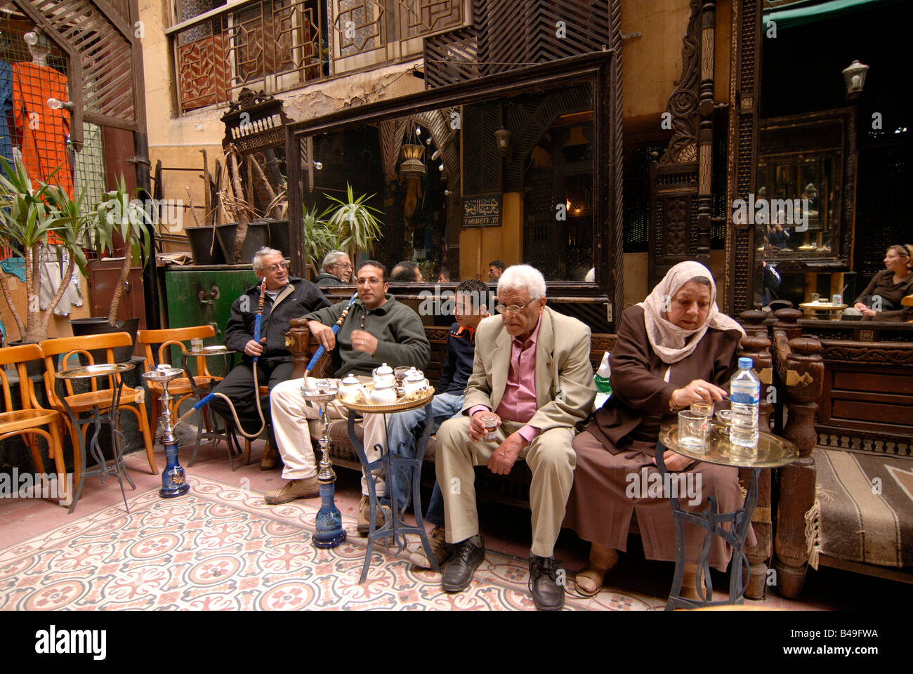 People in the world famous El Fishawy coffee house Cairo Egypt Stock