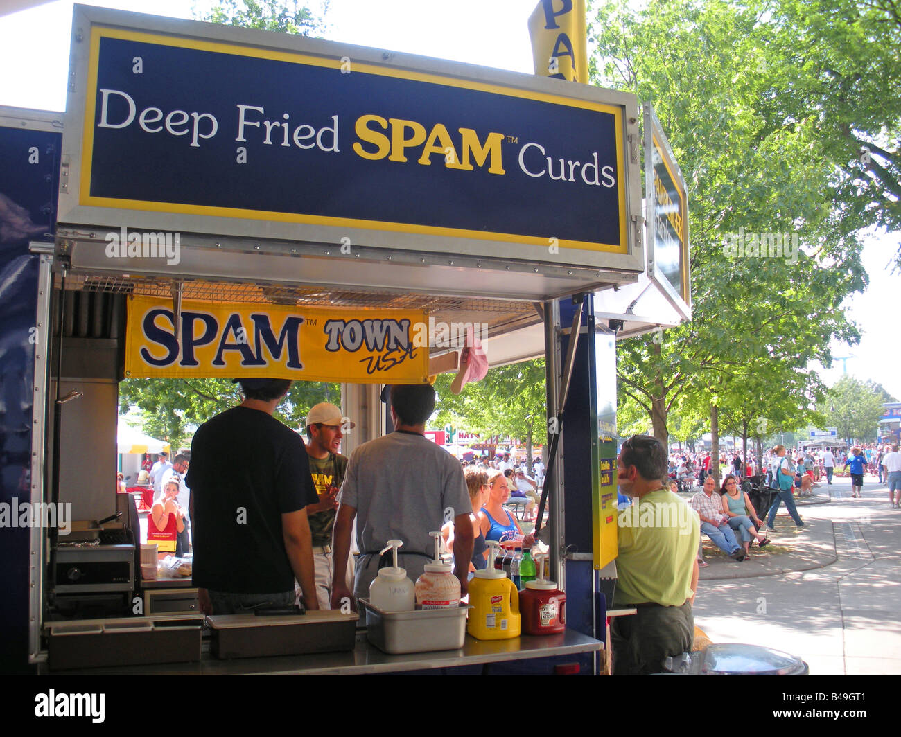 Deep fried Spam curds at the Minnesota State Fair Stock Photo