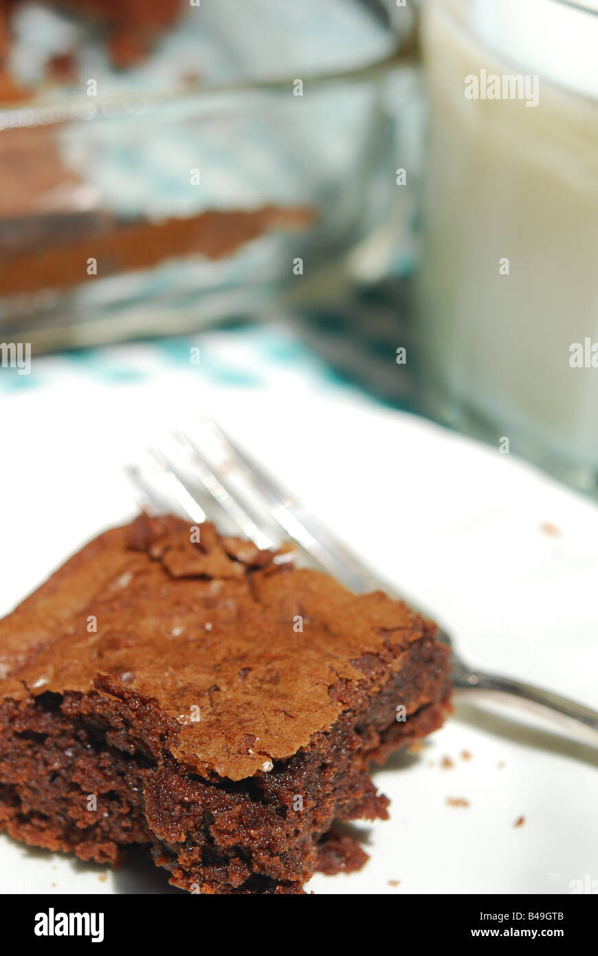 Homemade chocolate brownie and milk Stock Photo Alamy