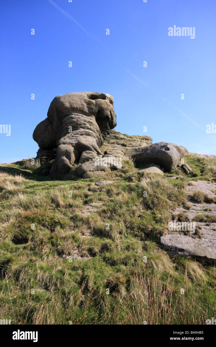 Gritstone Rock in the Peak District Stock Photo