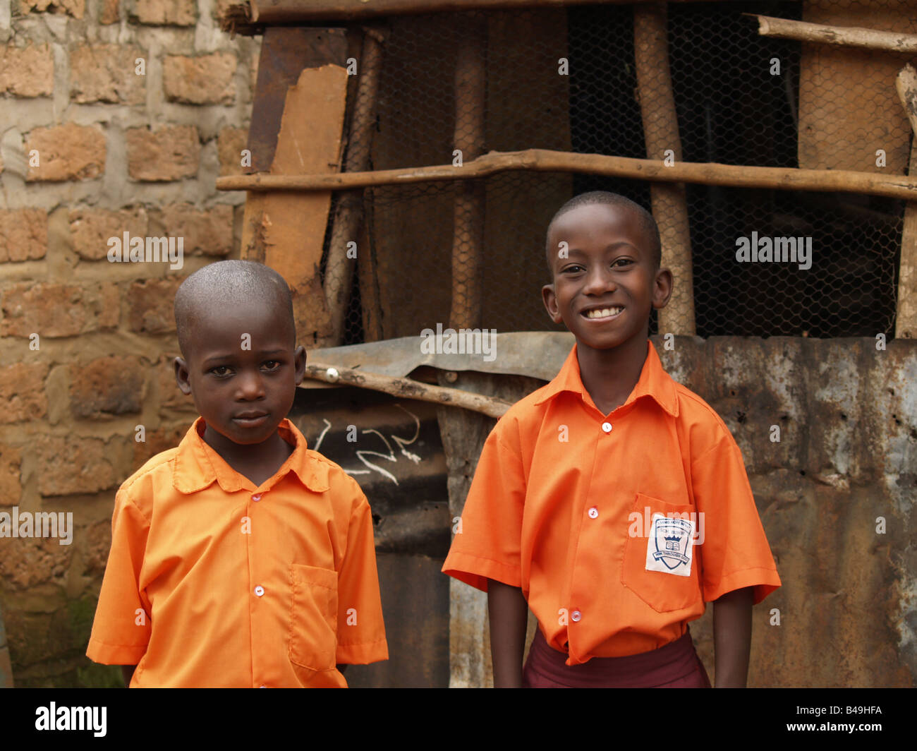 Two school boys at Hope Valley Primary School in Kampala Uganda Stock Photo