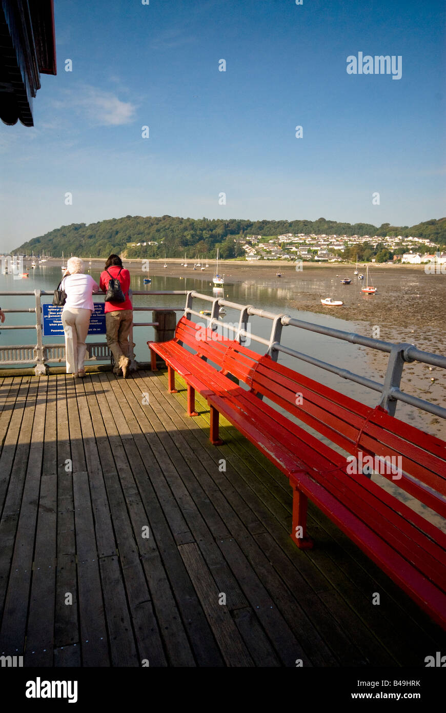 Enjoying the view Beaumaris Pier Anglesey Wales Stock Photo