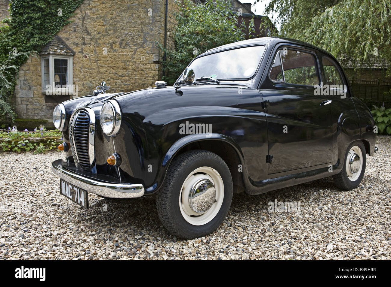 Black Baby Austin 803cc engine two door variant 1953 Stock Photo Alamy