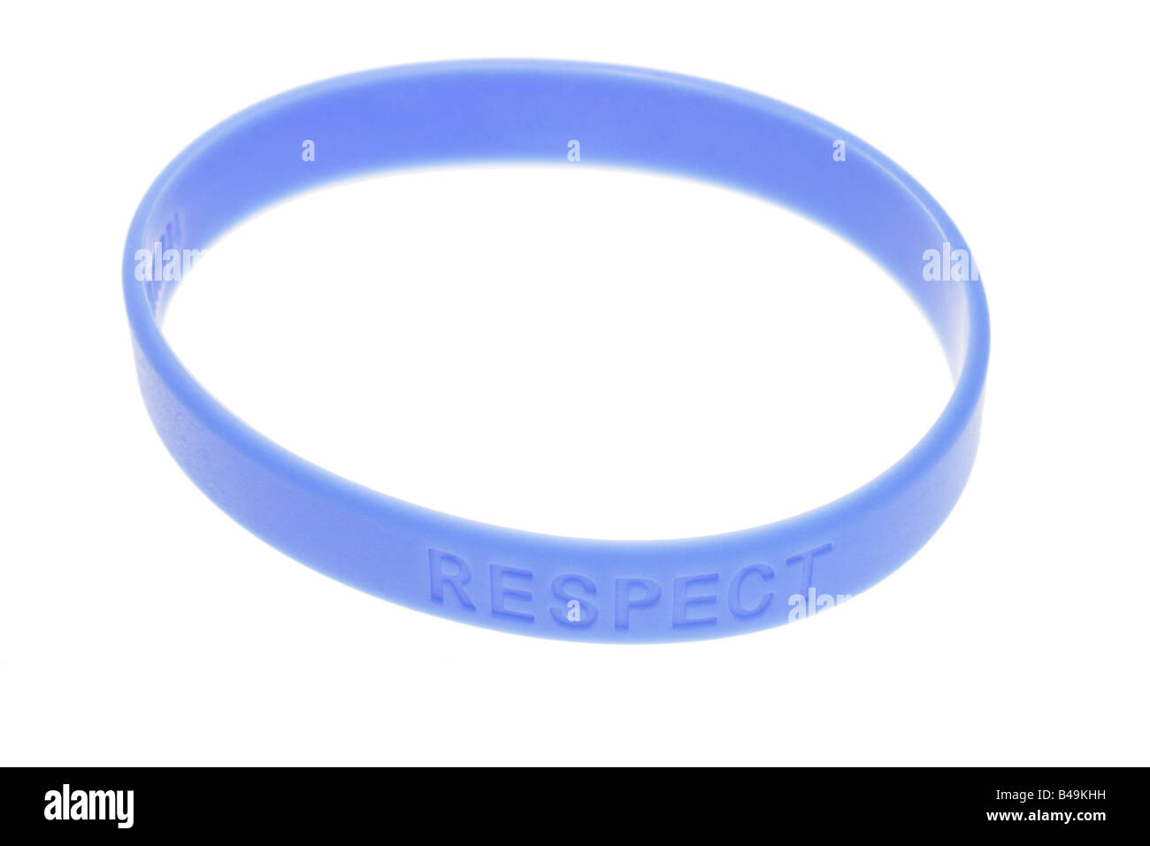 Word Respect on blue color wrist band Stock Photo