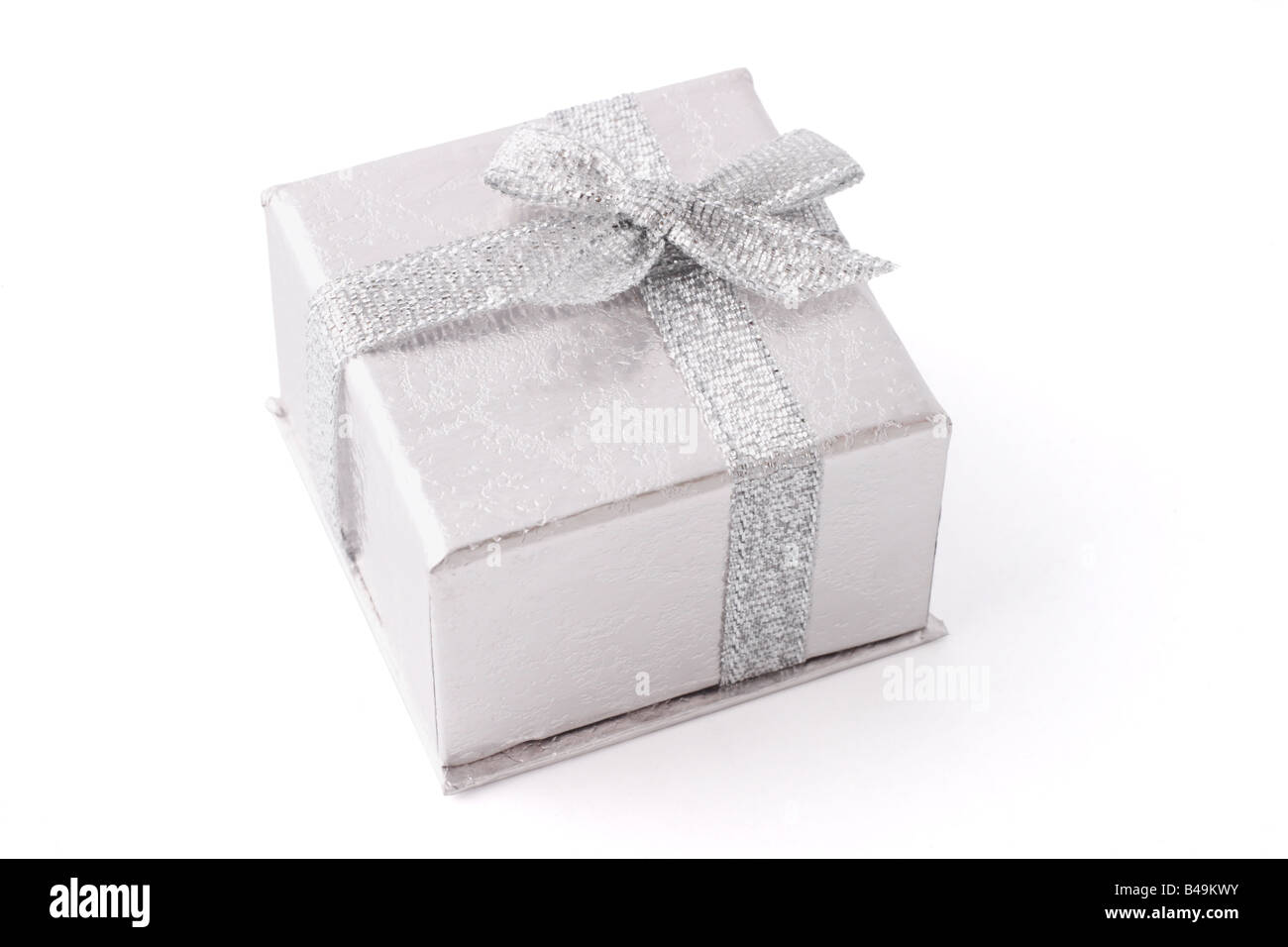 Gift Box or Present Box with Silver Ribbon Bow Isolated on White Background  Stock Illustration - Illustration of front, grey: 101115337