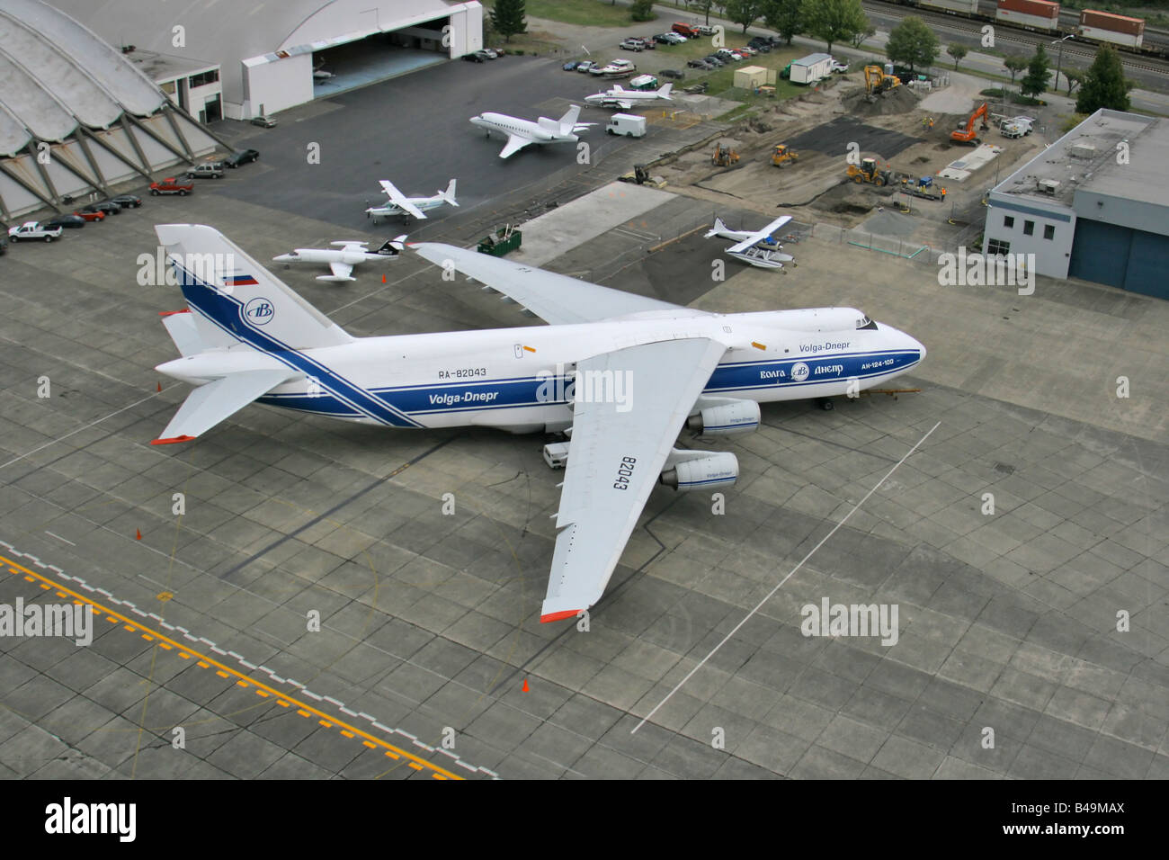 Volga Dnepr cargo aircraft King County Airport Seattle Wa USA Stock