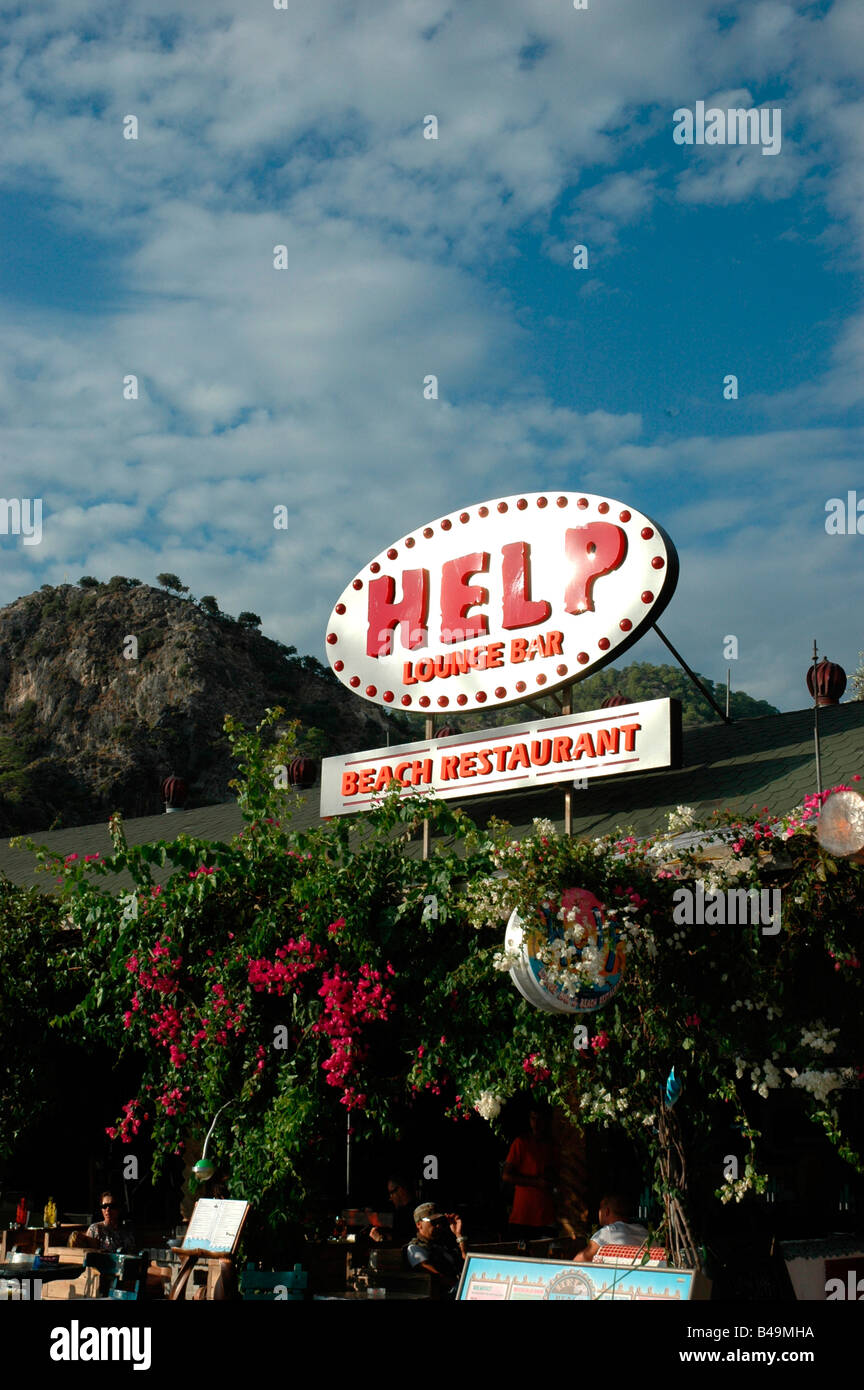 Help Beach Bar And Restaurant In Oludeniz Fethiye Turkey Stock Photo Alamy