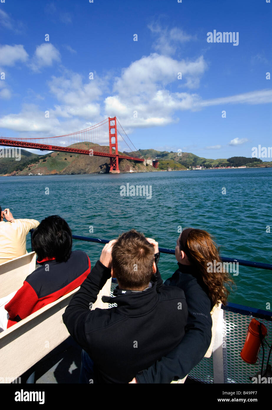 California San Francisco Golden Gate Bridge seen on tour boat on San Francisco Bay. Photo 15 casanf78235 Photo Lee Foster 20 Stock Photo