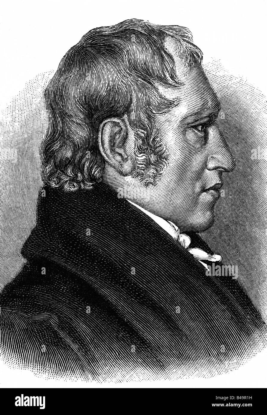 Hegel, Georg Wilhelm Friedrich, 27.8.1770 - 14.11.1831, German philosopher, author, profile, engraving, after engraving by Karl Johann Barth (1787 - 1853) and relief by Friedrich Johann Heinrich Drake (1805 - 1882), 19th century, , Artist's Copyright has not to be cleared Stock Photo