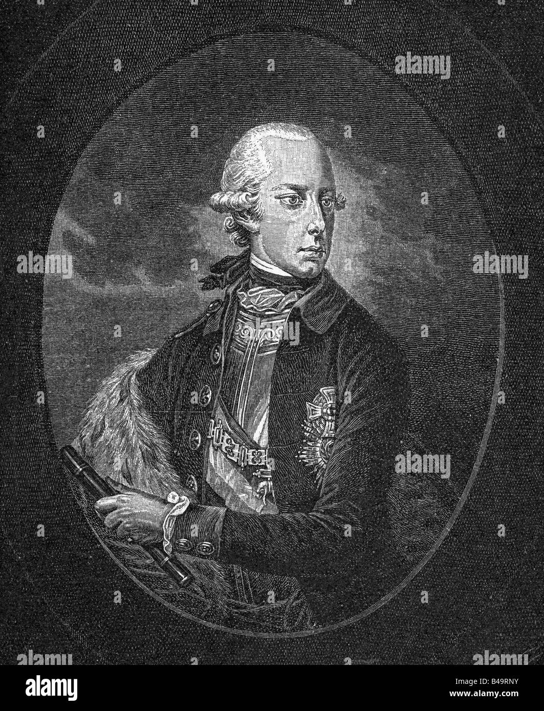 Francis II, 12.2.1768 - 2.3.1835, Holy Roman Emperor 5.7.1792 - 6.8.1806, as Francis I Emperor of Austria 11.8.1804 - 2.3.1835, half length, mezzotint by Franz Wienk after painting by Johann Ziteur, circa 1795, Stock Photo