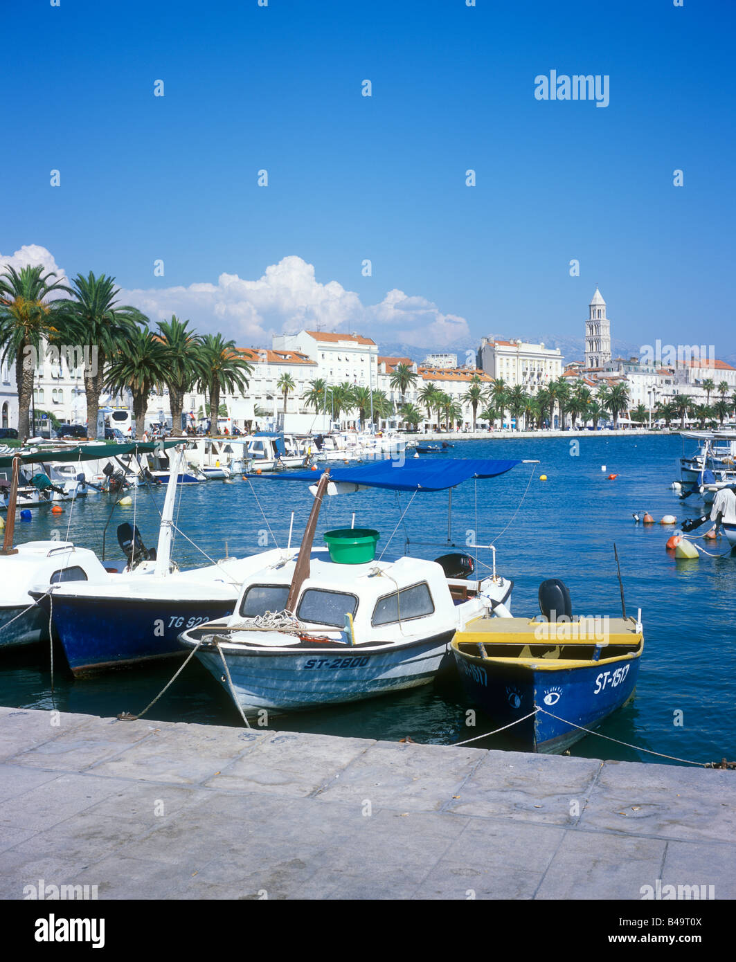 fishing boats at the harbour of Split, Central Dalmatia, Republic of Croatia, Eastern Europe Stock Photo