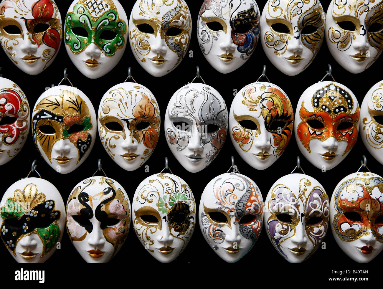 display of decorative venetian carnival masks Stock Photo - Alamy