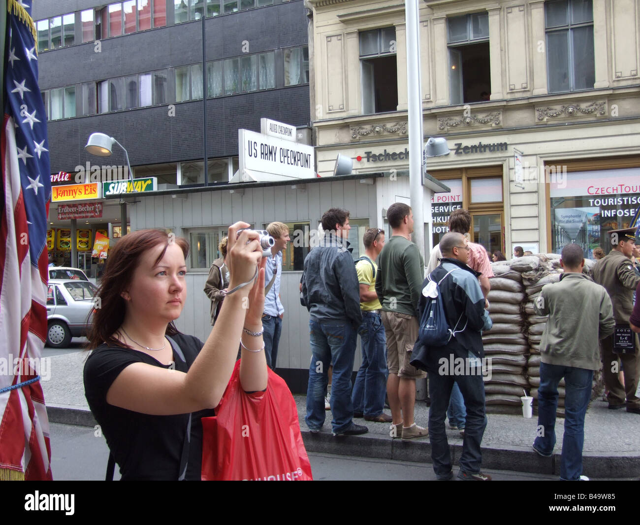Charlie Point military check point charlie in berlin germany Stock Photo - Alamy