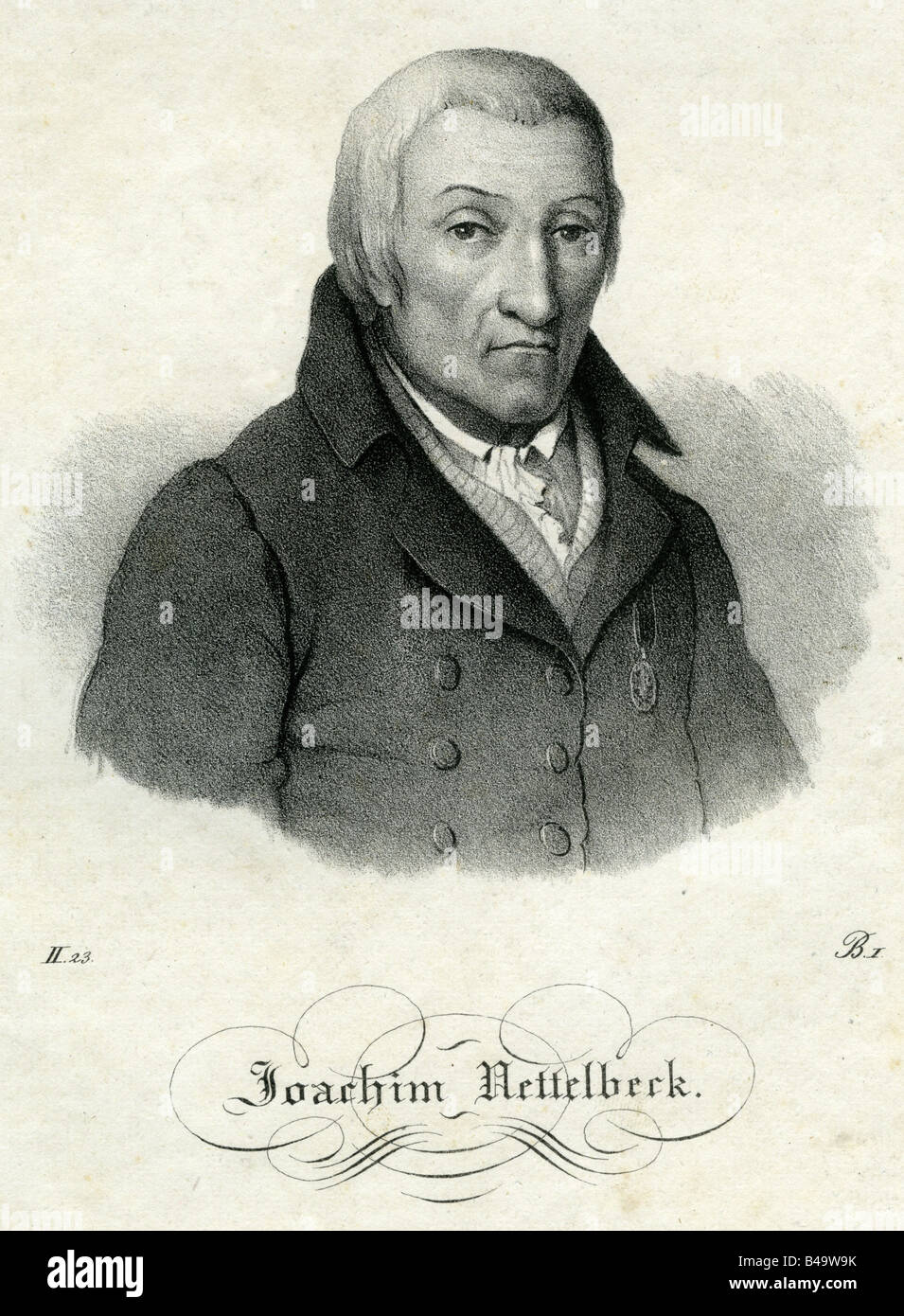 Nettelbeck, Joachim, 20.9.1738 - 29.1.1824, Prussian officer, portrait, lithograph, 19th century,  Germany, Prussia, 18th century, military, soldier, French Revolutionary Wars, siege of Kolberg 1807, , Stock Photo