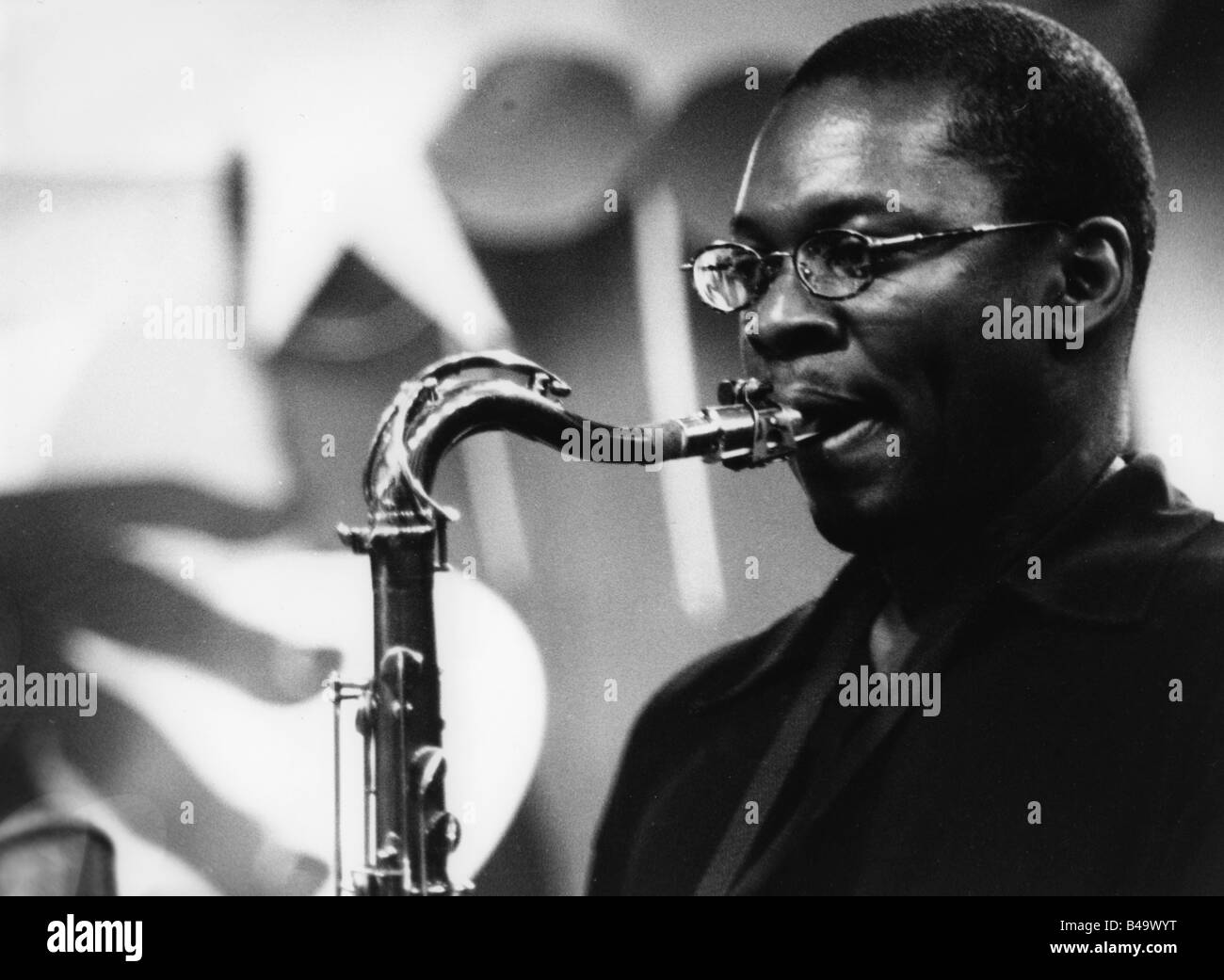 Coltrane, Ravi, * 6.8.1965, American musician (Jazz), portrait, playing tenor saxophon, live performance, Frankfurt, September 1998, Stock Photo