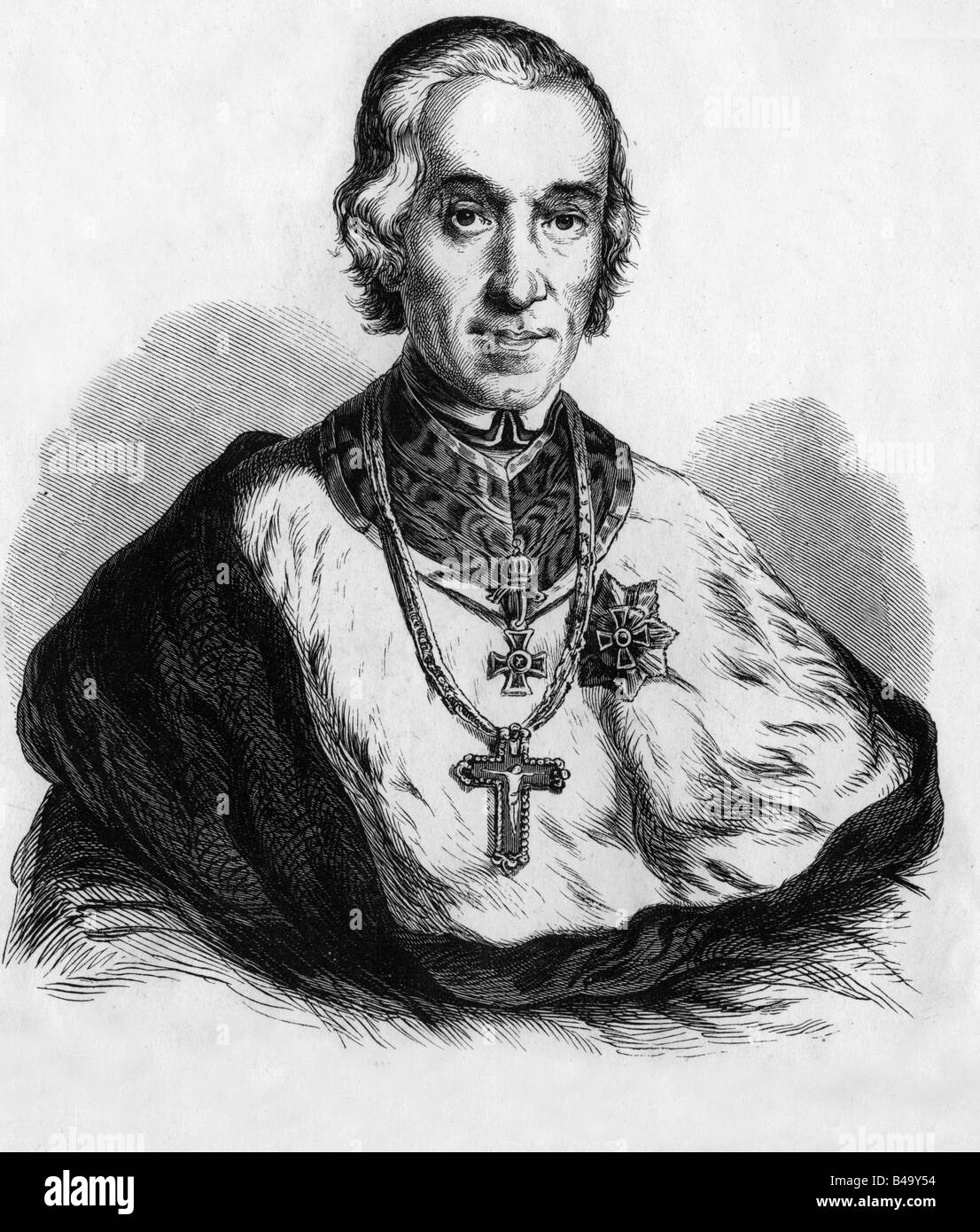 Milde, Vincenz Eduard, 1.5.1777 - 14.3.1853, Austrian chaplain, (archbishop), portrait, engraving, circa 1853, Stock Photo