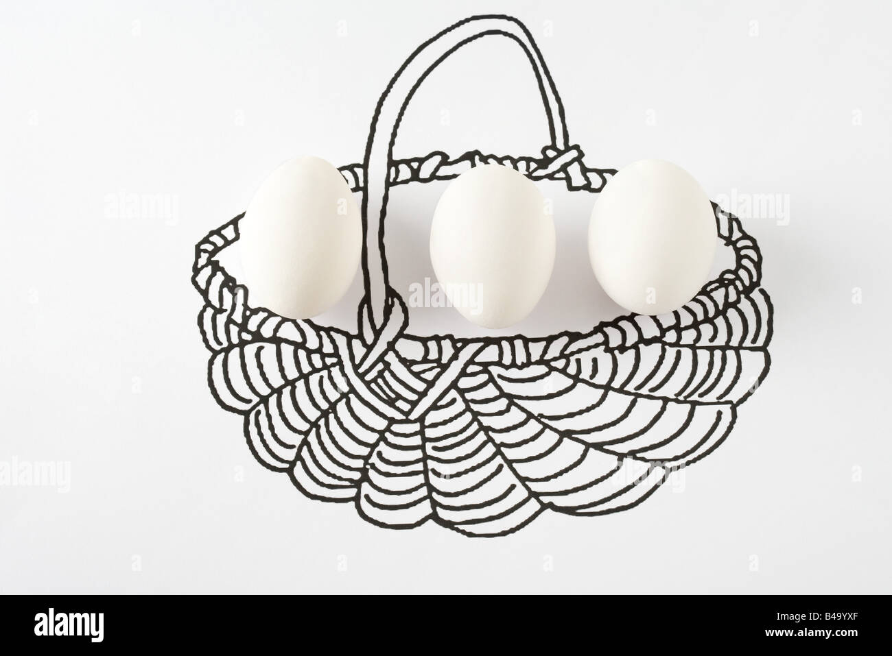 Eggs in drawing of basket Stock Photo Alamy