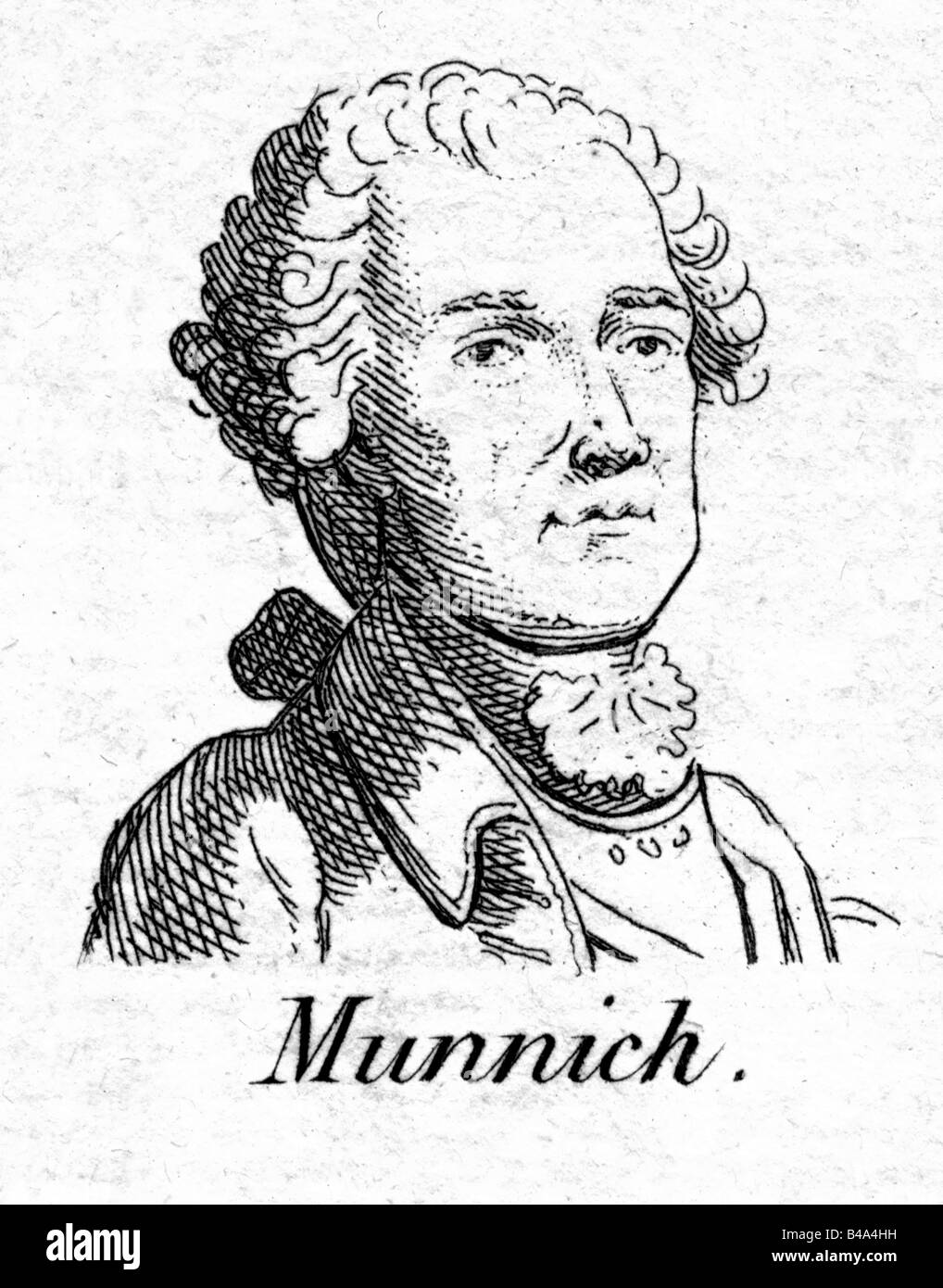 Münnich, Christoph Burkhard Graf, 9.5.1683 - 16.10.1767, Russian General, portrait, engraving, 18th century, , Artist's Copyright has not to be cleared Stock Photo