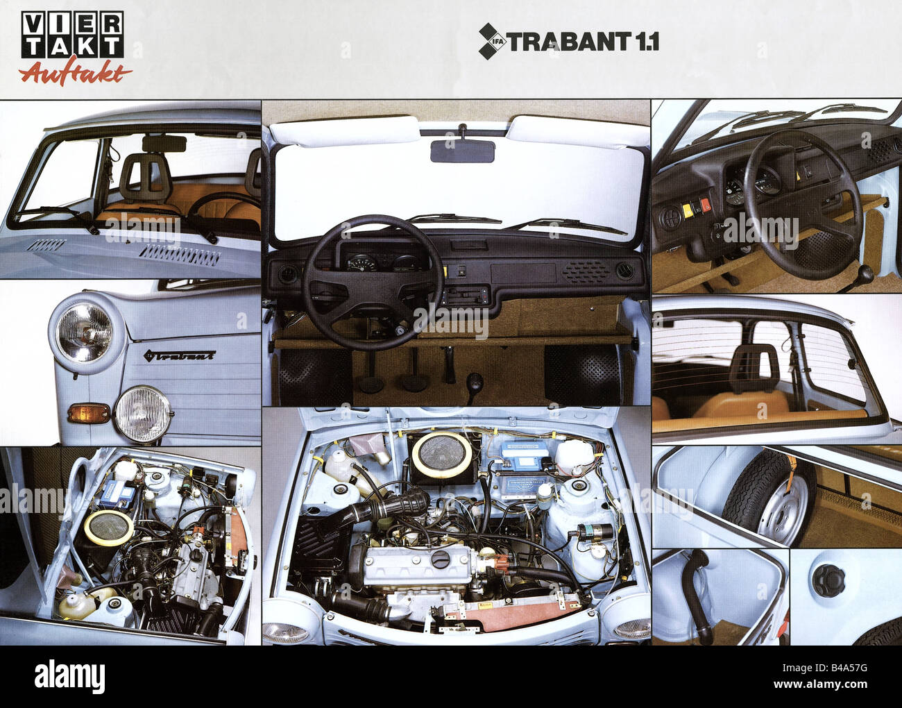 transport/ transportation, cars, Germany, Trabant 1.1, interior design, handout, VEB Sachsenring Automobilwerke Zwickau, 1989, German Democratic Republic, GDR, historic, historical, 20th century, Trabbi, Trabi, 1980s, Stock Photo